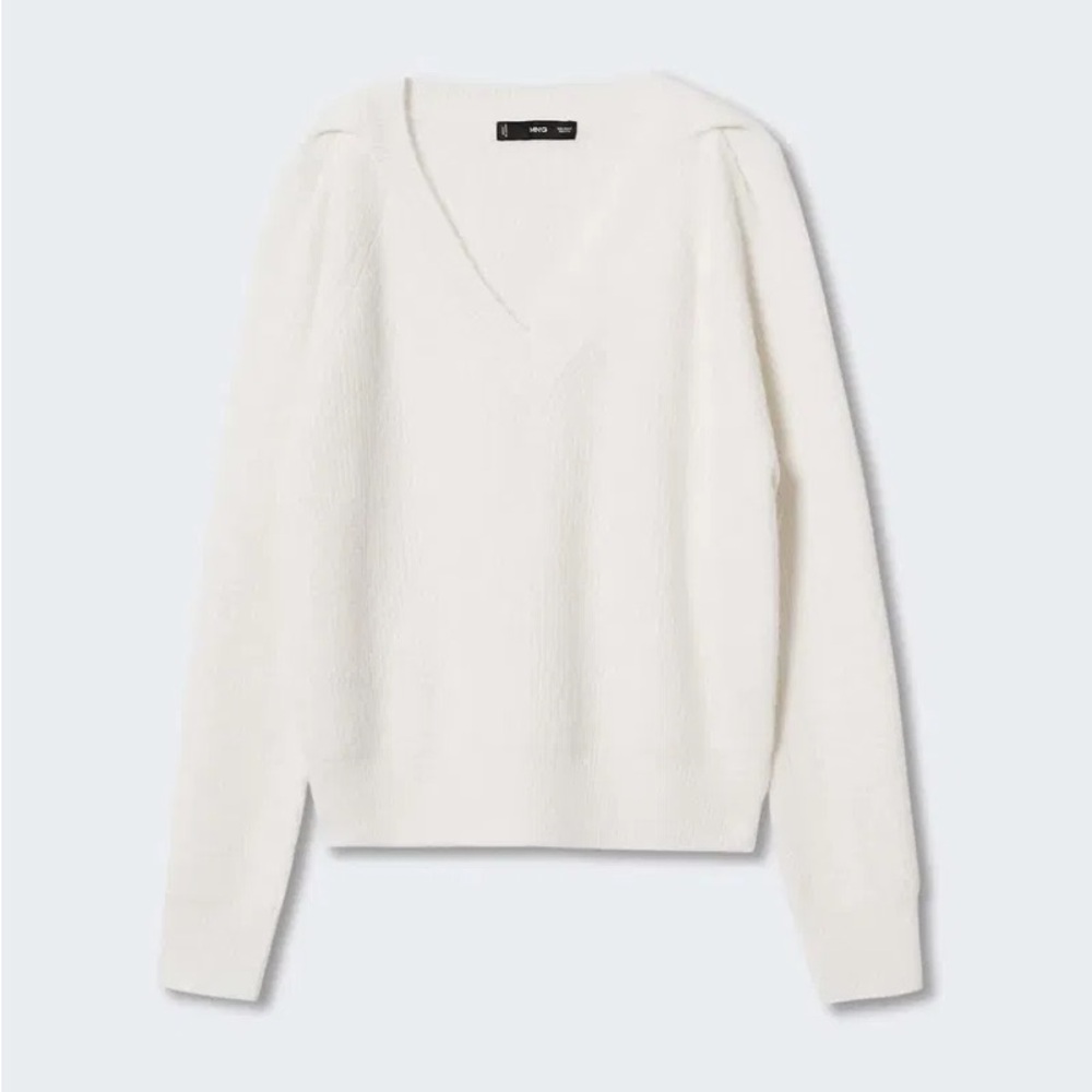 Mango V-Neck Sweater - Cream